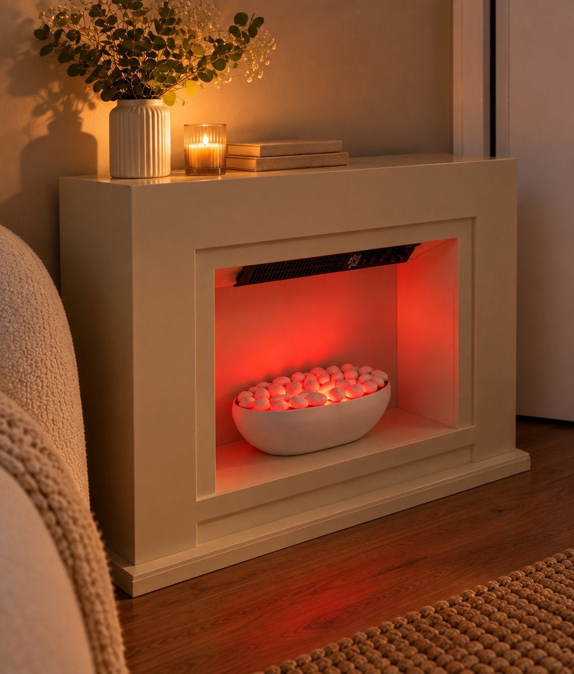 Elektrische haard BELIANI SAHARA – Beige, Huis en Inrichting, Ophalen, Elektrische haard