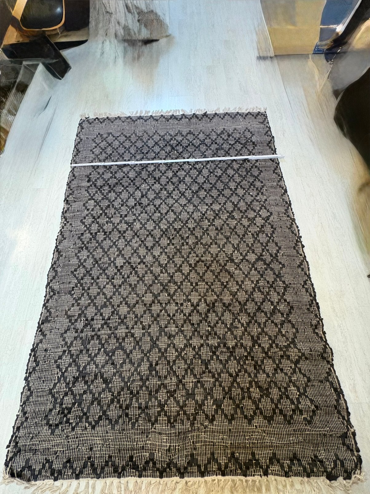Leren gevlochten tapijt, Maison & Meubles, 150 à 200 cm, 100 à 150 cm, Enlèvement, Utilisé