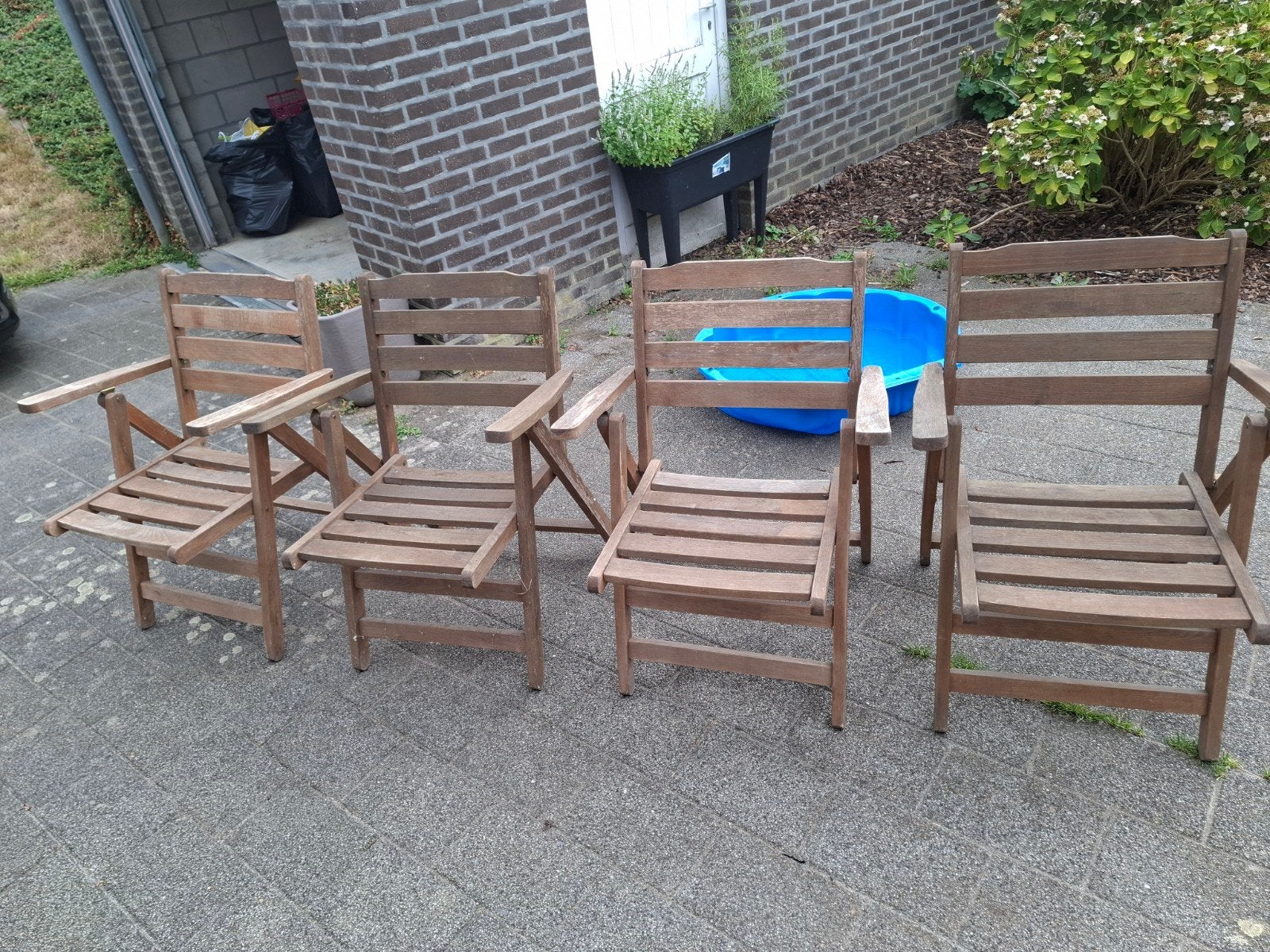 houten tuinstoelen, Tuin en Terras, Ophalen, Gebruikt, Hout, Inklapbaar