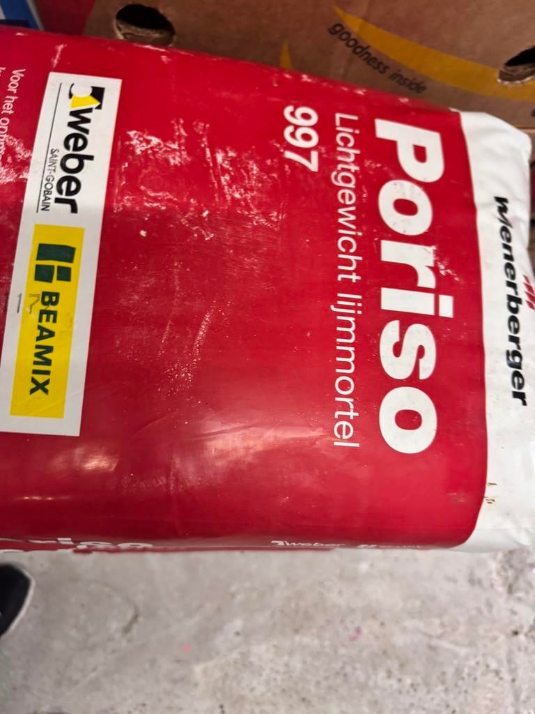 Poriso lichtgewicht lijmmortel (nog 3 zakken), Enlèvement