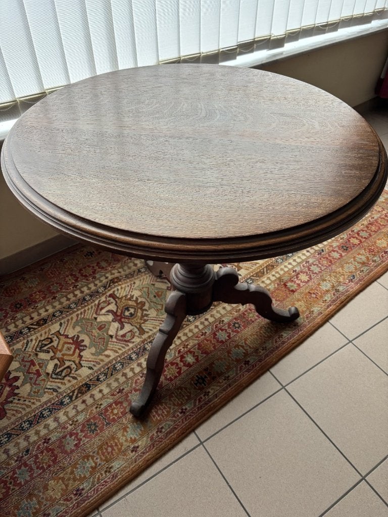 Eiken rond  bijzettafeltje, Ophalen, Gebruikt, Rond, 75 cm of meer
