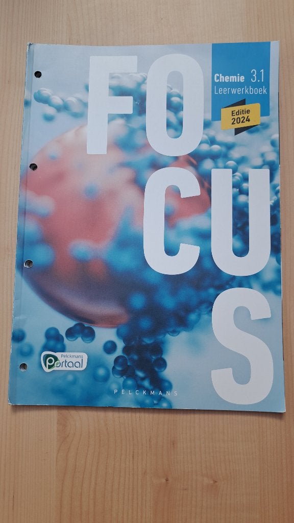 Chemie - Focus Chemie 3.1 Leerwerkboek (9789463107105), Ophalen, Zo goed als nieuw, Scheikunde, Pelckmans