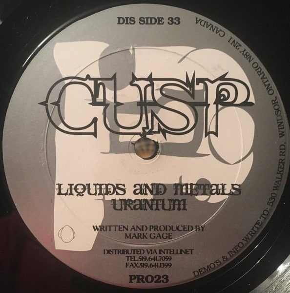 Cusp - Liquids And Metals, Cd's en Dvd's, Ophalen of Verzenden, Zo goed als nieuw, 12 inch, Techno