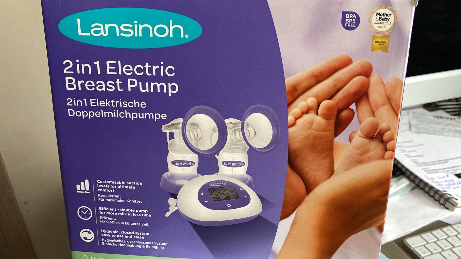 Borstkolf van Lansinoh, Kinderen en Baby's, Babyvoeding en Toebehoren, Zo goed als nieuw, Borstkolf, Overige merken, Dubbelzijdig