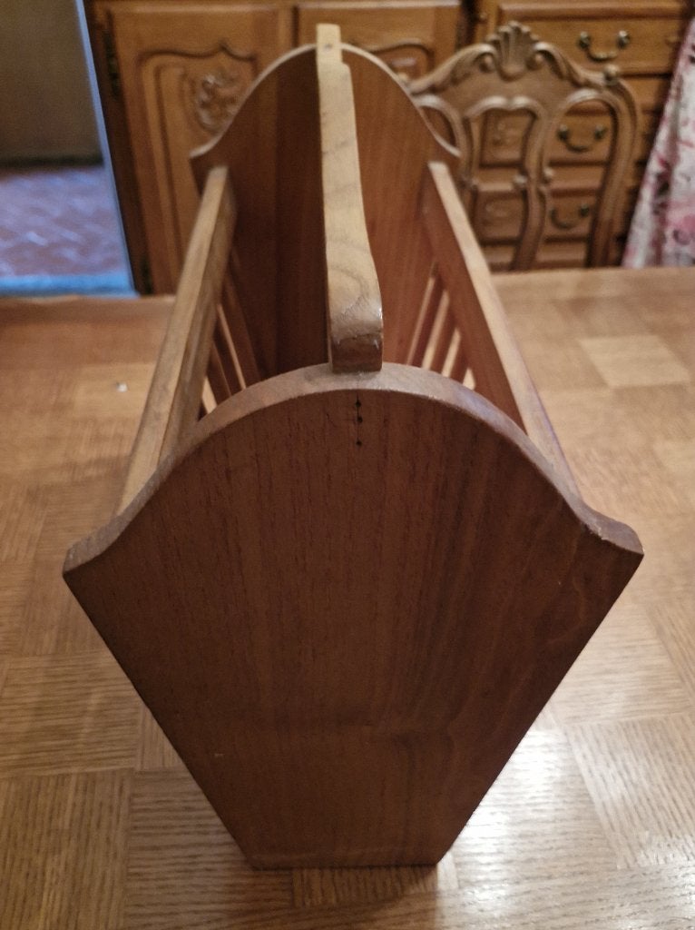 Eiken tijdschriftenhouder, Ophalen, Meerdere vakken, Gebruikt, Vintage