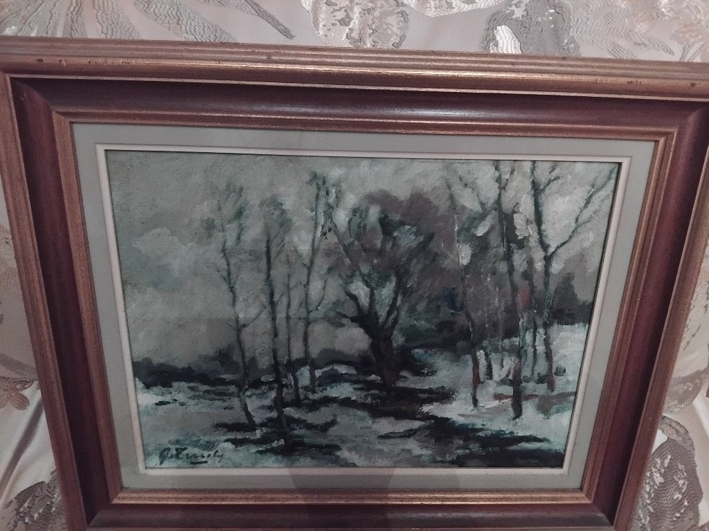 Tableau ancien, Antiquités & Art, Signé, Autres techniques, Paysage, Enlèvement