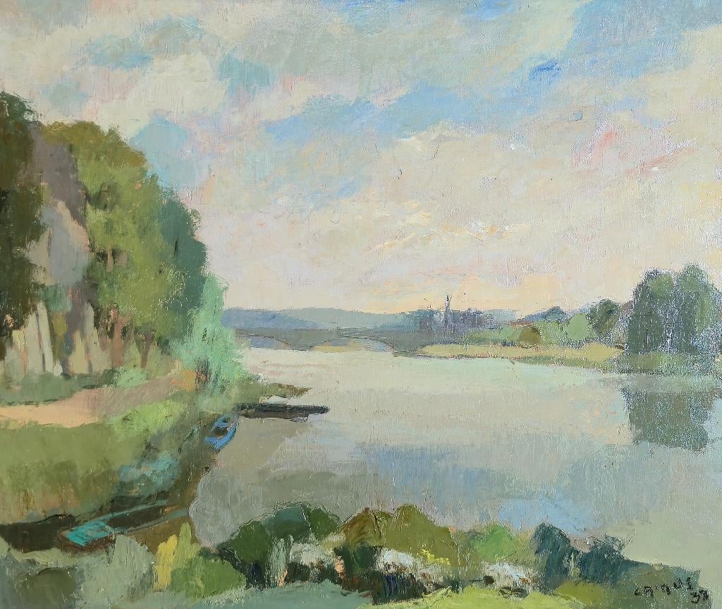 Gustave Camus, Paysage de la Semois, huile sur panneau, Enlèvement ou Envoi