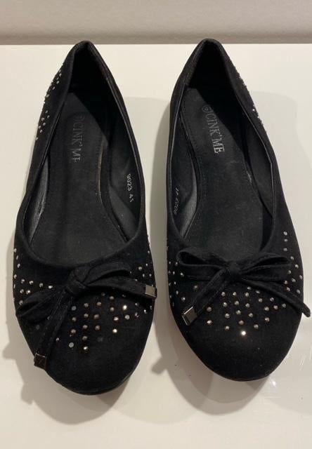 Cink'Me zwarte ballerina met strass steentjes (maat 41), Cink'Me, Zwart, Gedragen, Ballerina's