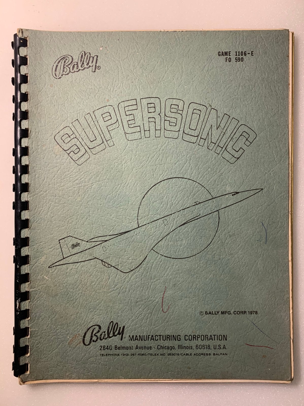 Bally Supersonic manual (original), Verzamelen, Automaten | Flipperkasten, Ophalen, Zo goed als nieuw, Flipperkast, Bally