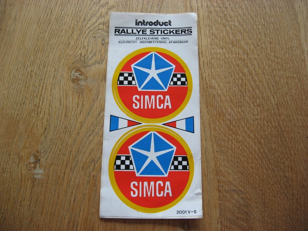Vintage Stickers Rallye Simca Kleurecht Weerbestendig Afwasb, Ophalen, Nieuw, Auto of Motor