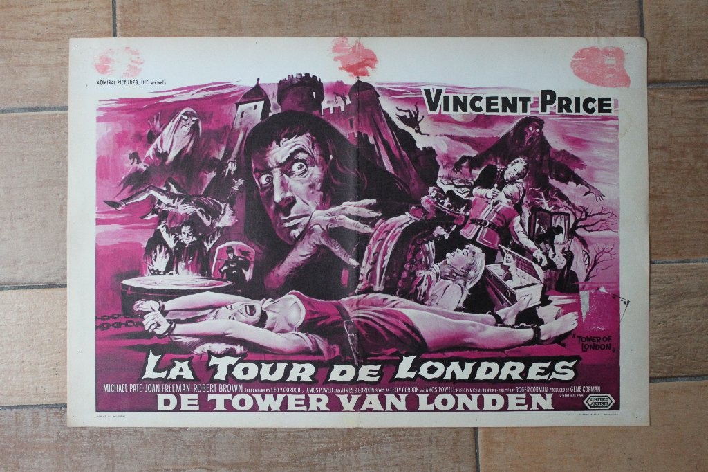 filmaffiche Tower Of London 1962 filmposter, Rechthoekig Liggend, Ophalen of Verzenden, Zo goed als nieuw, A1 t/m A3