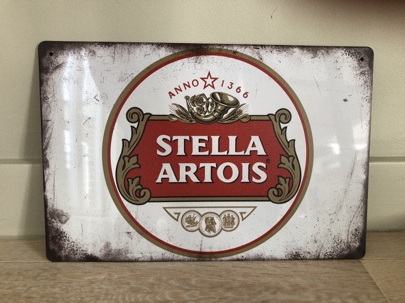 STELLA ARTOIS logo metalen vintage look wandplaat 20x30cm, Ophalen of Verzenden, Nieuw, Reclamebord, Plaat of Schild, Stella Artois