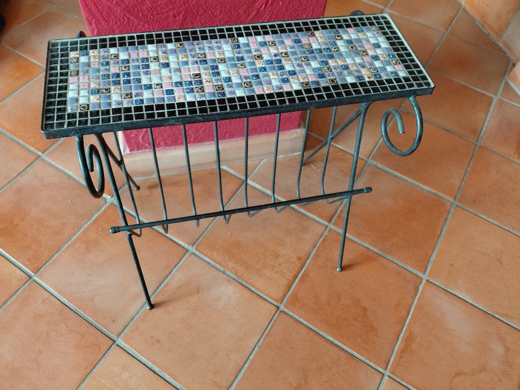 Vintage krantenbak met mozaiek steentjes, Antiek en Kunst, Ophalen