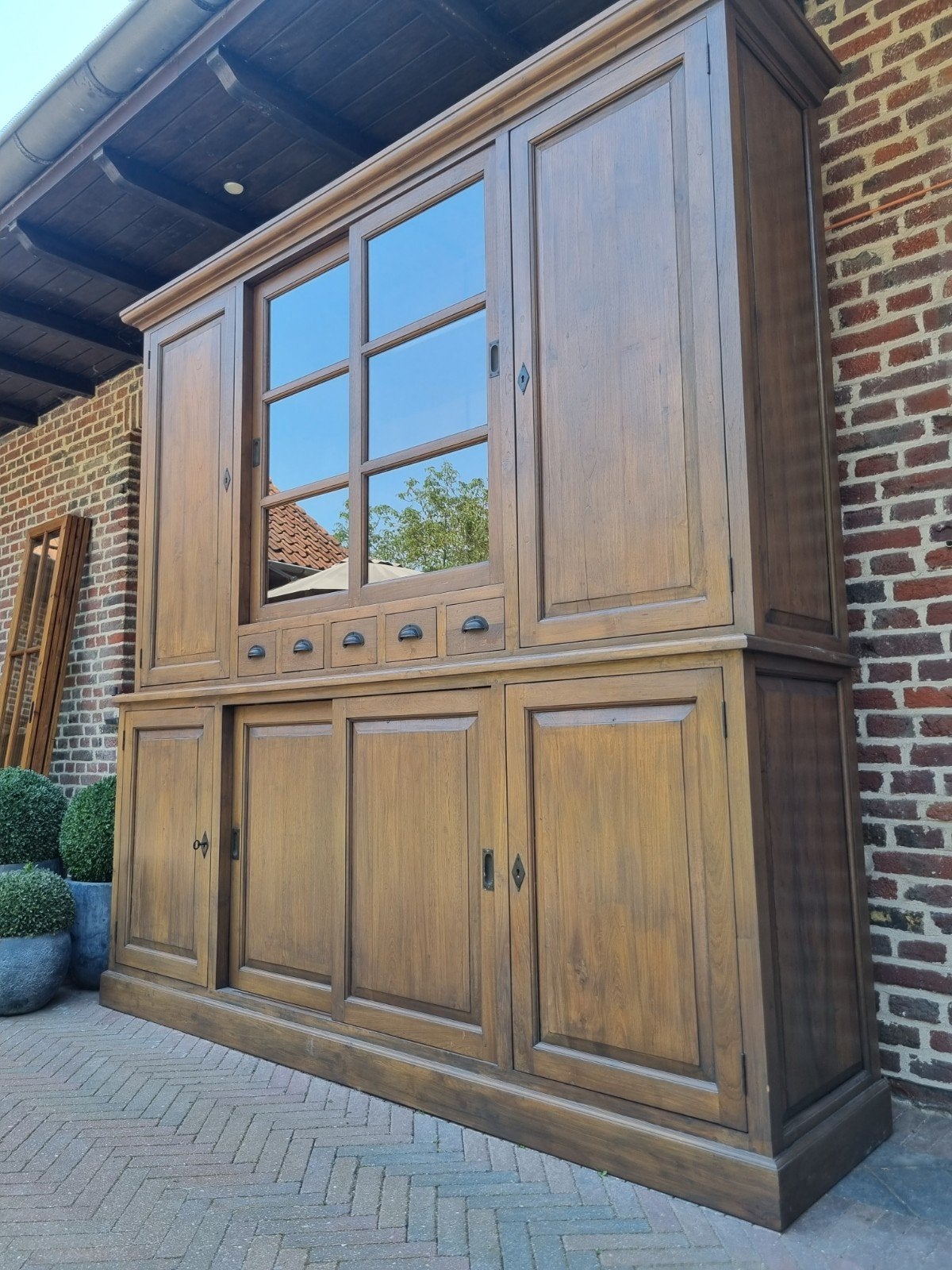 Teak buffetkast/vitrinekast art.120/26, Ophalen, 200 cm of meer, ., Teakhout