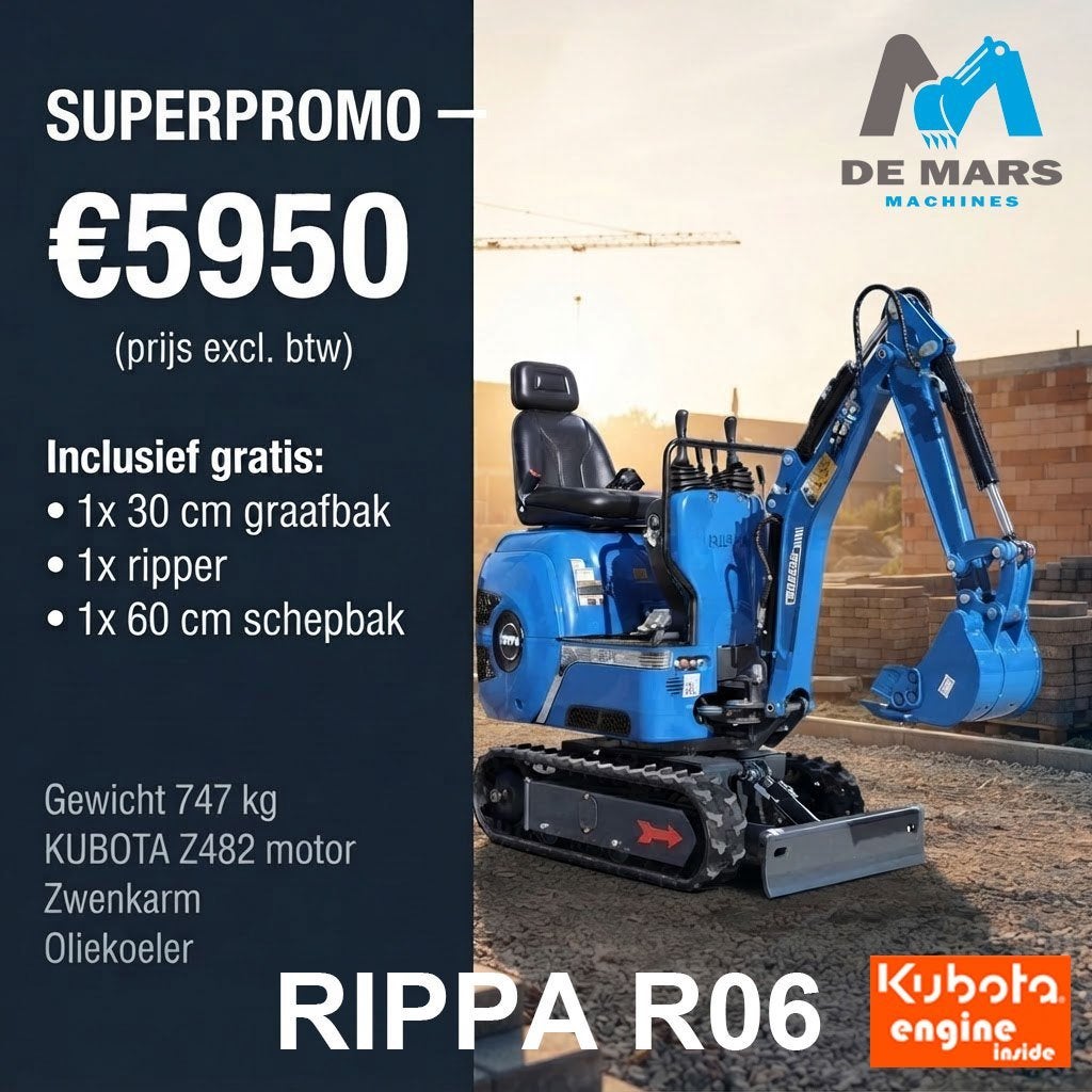 Minipelle ultra compacte RIPPA R06 ECO PROMO, Enlèvement ou Envoi, Excavatrice