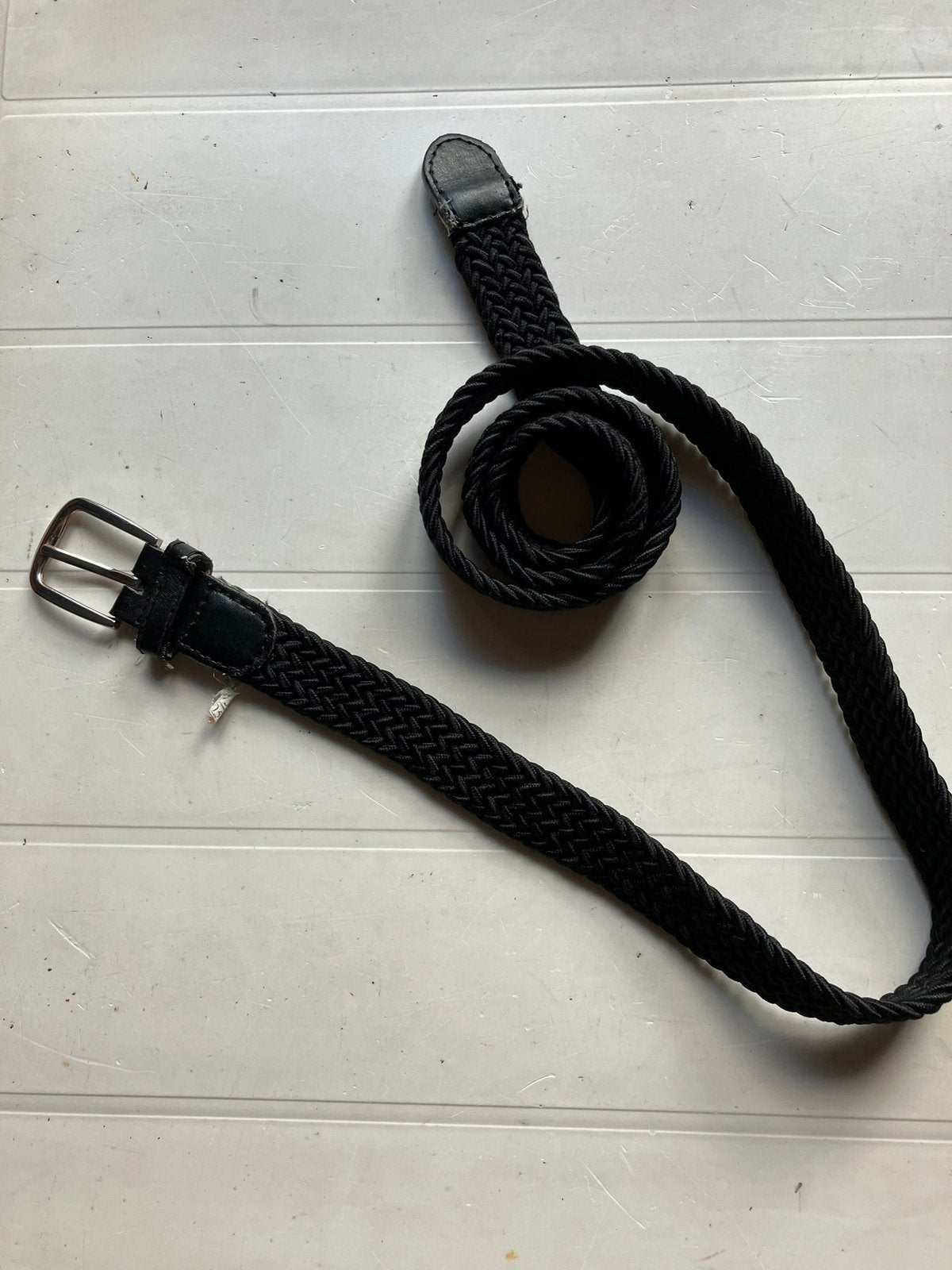 Zwarte gevlochten elastische riem, Kleding | Dames, Ophalen of Verzenden, Zo goed als nieuw, Zwart, Heupriem