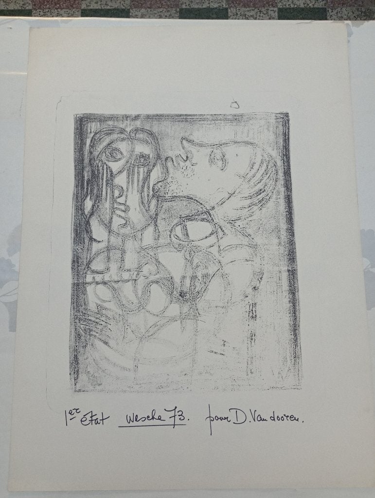 Gravure Georges WESCHE 1973 - 1e staat gesigneerd 55x76, B47, Antiek en Kunst, Kunst | Etsen en Gravures, Ophalen of Verzenden