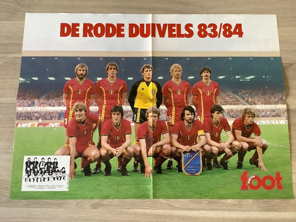 Grote poster Rode Duivels 1983-1984, Ophalen of Verzenden, Zo goed als nieuw, Poster, Plaatje of Sticker