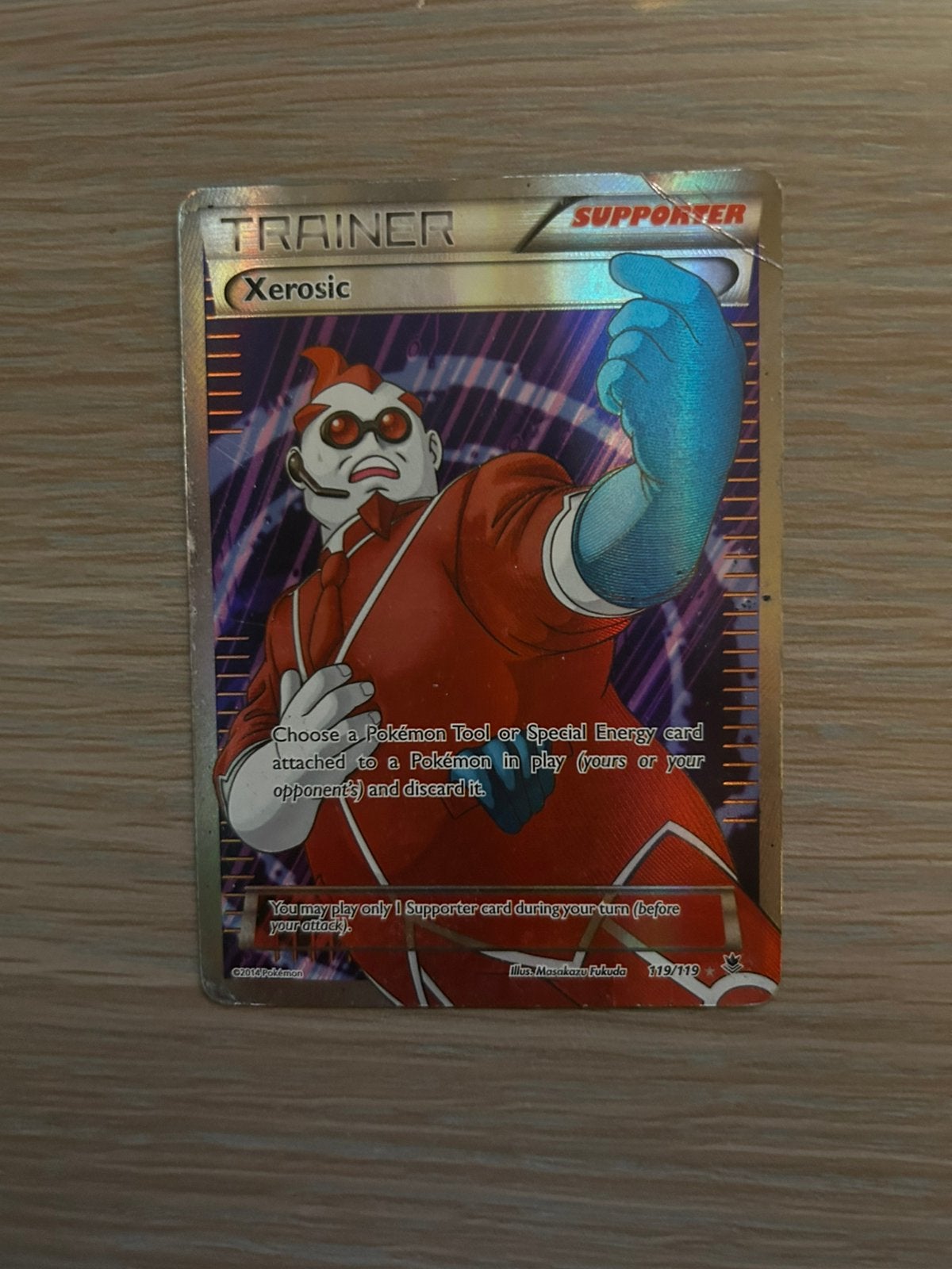 Pokemon trainer kaart Xerosic, Hobby en Vrije tijd, Ophalen of Verzenden, Gebruikt, Losse kaart