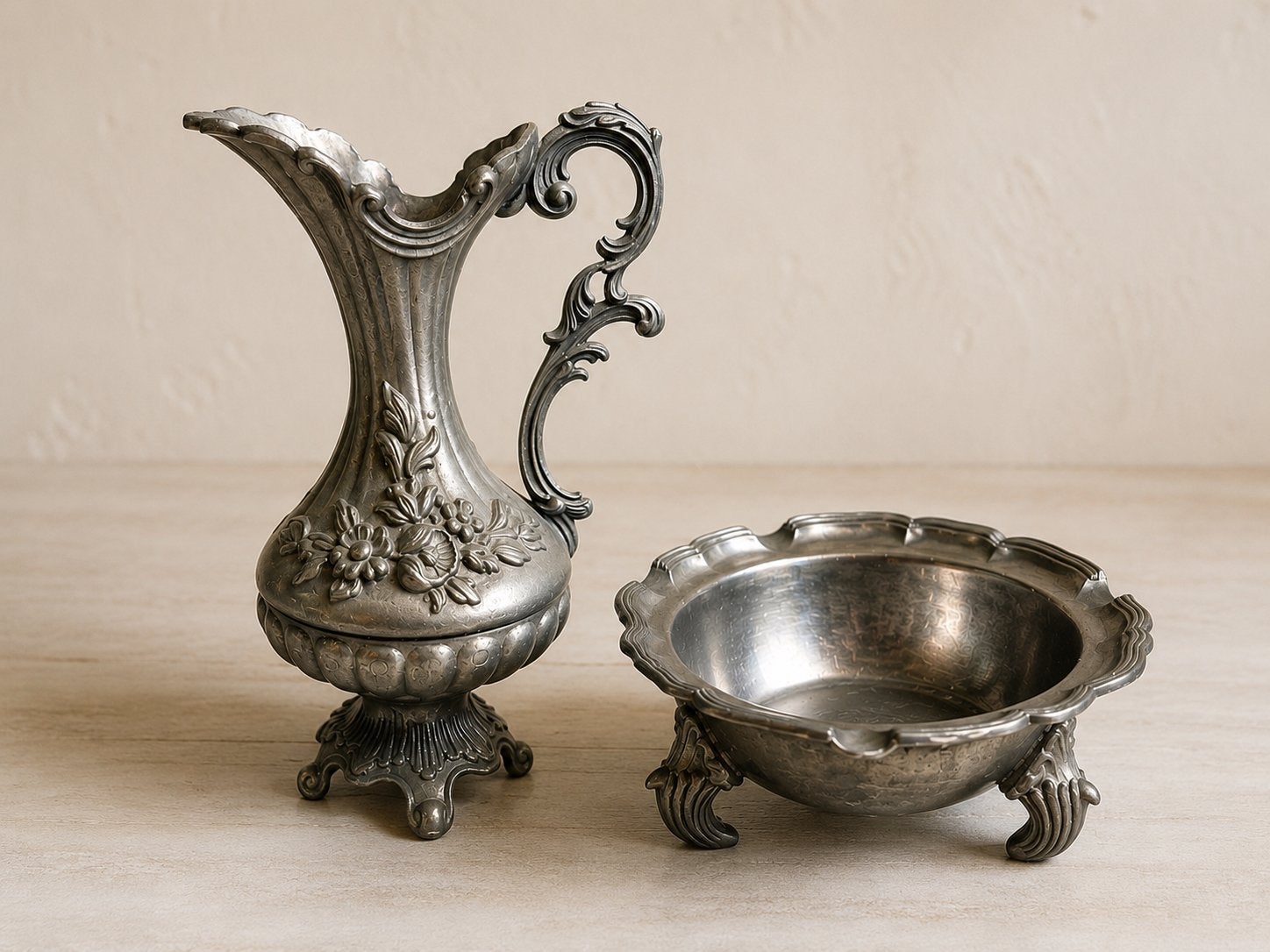 Originele PELLTRA 95 vintage set – kan en schaal, Antiek en Kunst, Verzenden, Zilver