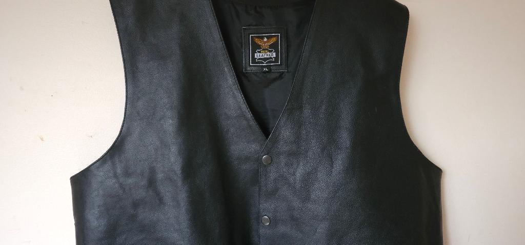 Vintage leren motorvest zonder mouwen maat XL, Motoren, Dames, Jas | leer, Ophalen of Verzenden, Nieuw zonder kaartje