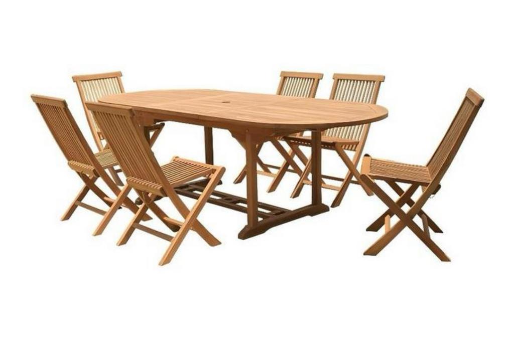 Promo : Table ovale et rectangulaire en bois Teck ! -50 %, Neuf, Salons de jardin, Enlèvement, Bois