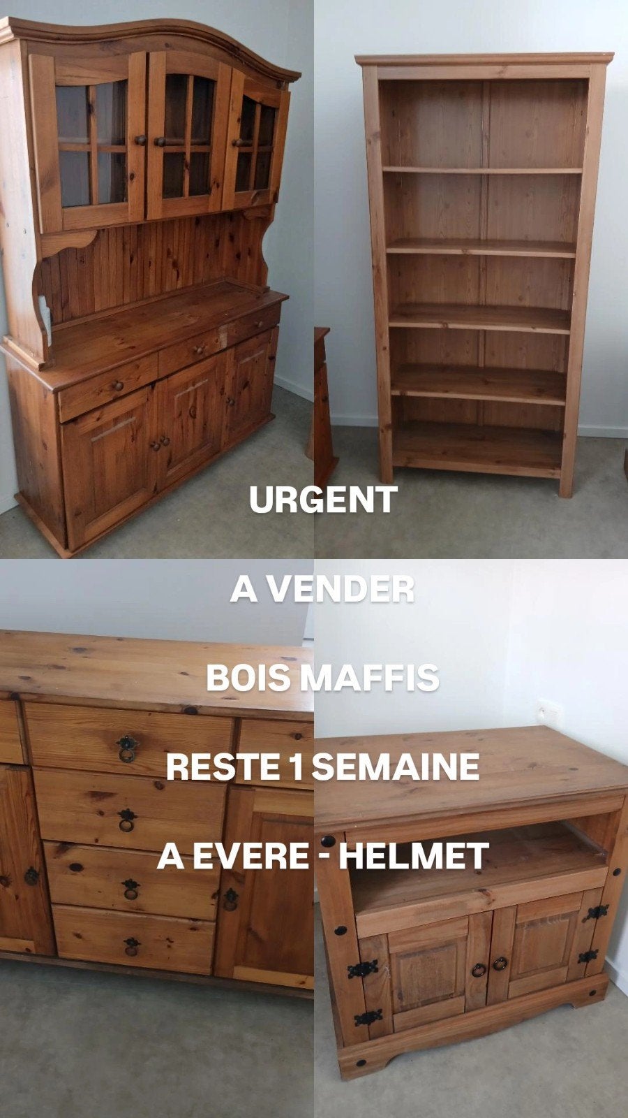4 armoires en bois massif, Ophalen