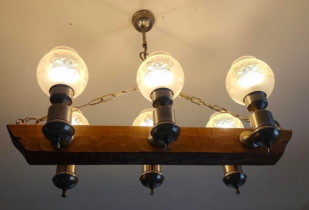 Kroonluchter in bistrotstijl, Glas