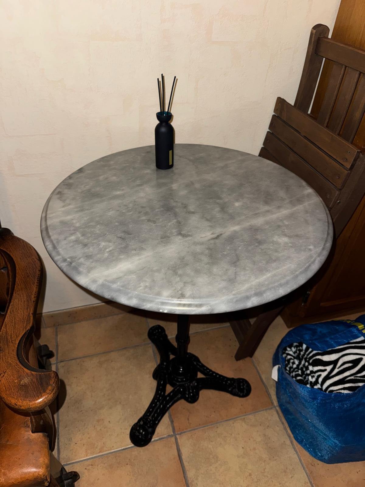 Ancienne table de bistrot avec plateau en marbre, Enlèvement