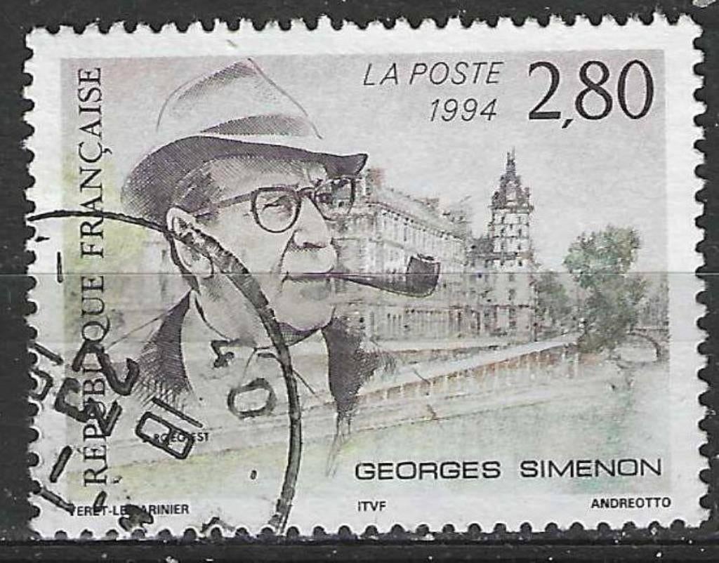 Francia 1994 - Yvert 2911 - Georges Simenon (ST), Timbres & Monnaies, Timbres | Europe | France, Affranchi, Envoi