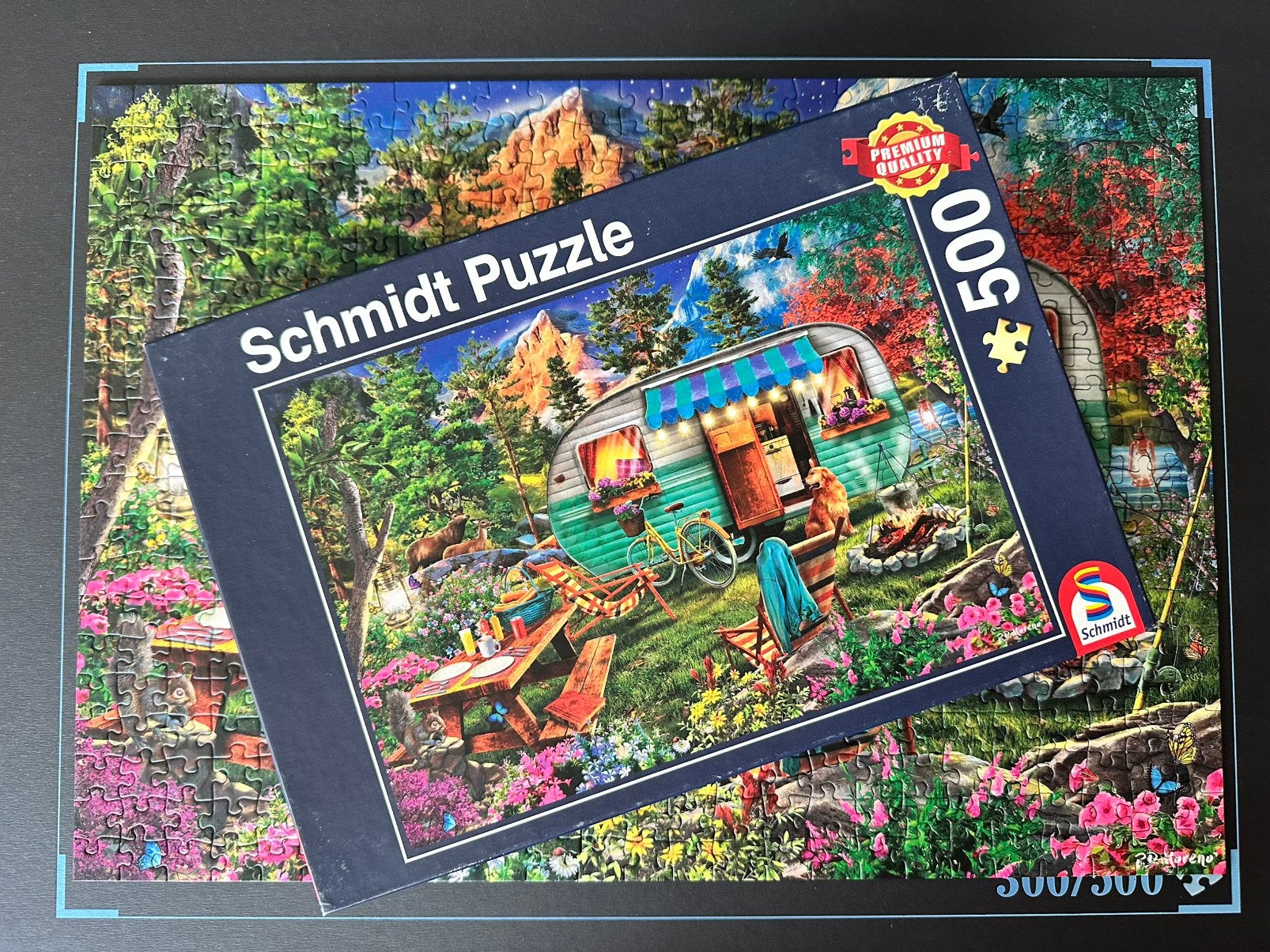 Schmidt puzzel “camper romance” 500 stukjes, Hobby en Vrije tijd, Ophalen of Verzenden, 500 t/m 1500 stukjes, Zo goed als nieuw
