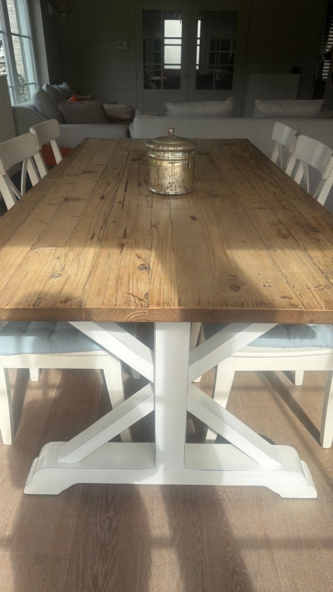 Mooie landelijke eettafel met karakter, incl. 6 eetstoelen, Huis en Inrichting, Ophalen, Gebruikt, 100 tot 150 cm, 200 cm of meer