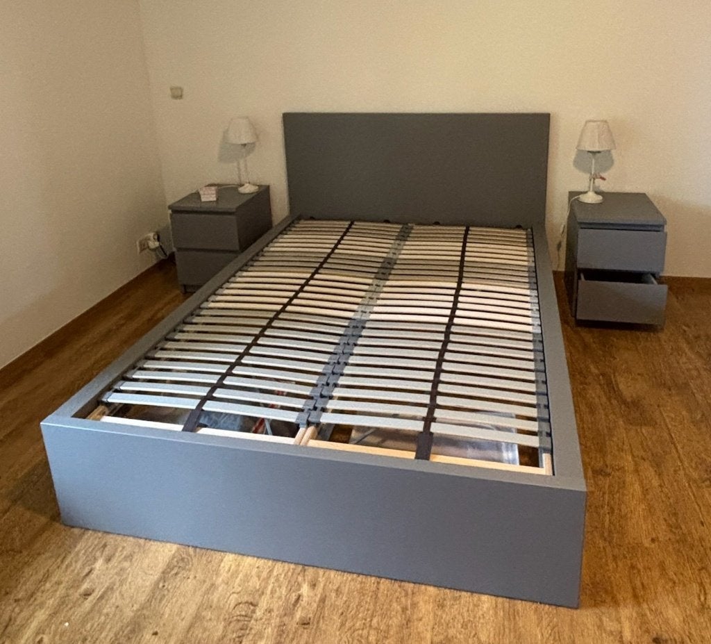IKEA MALM slaapkamer set grijs– compleet (bed + kasten), Enlèvement, Utilisé, Une personne