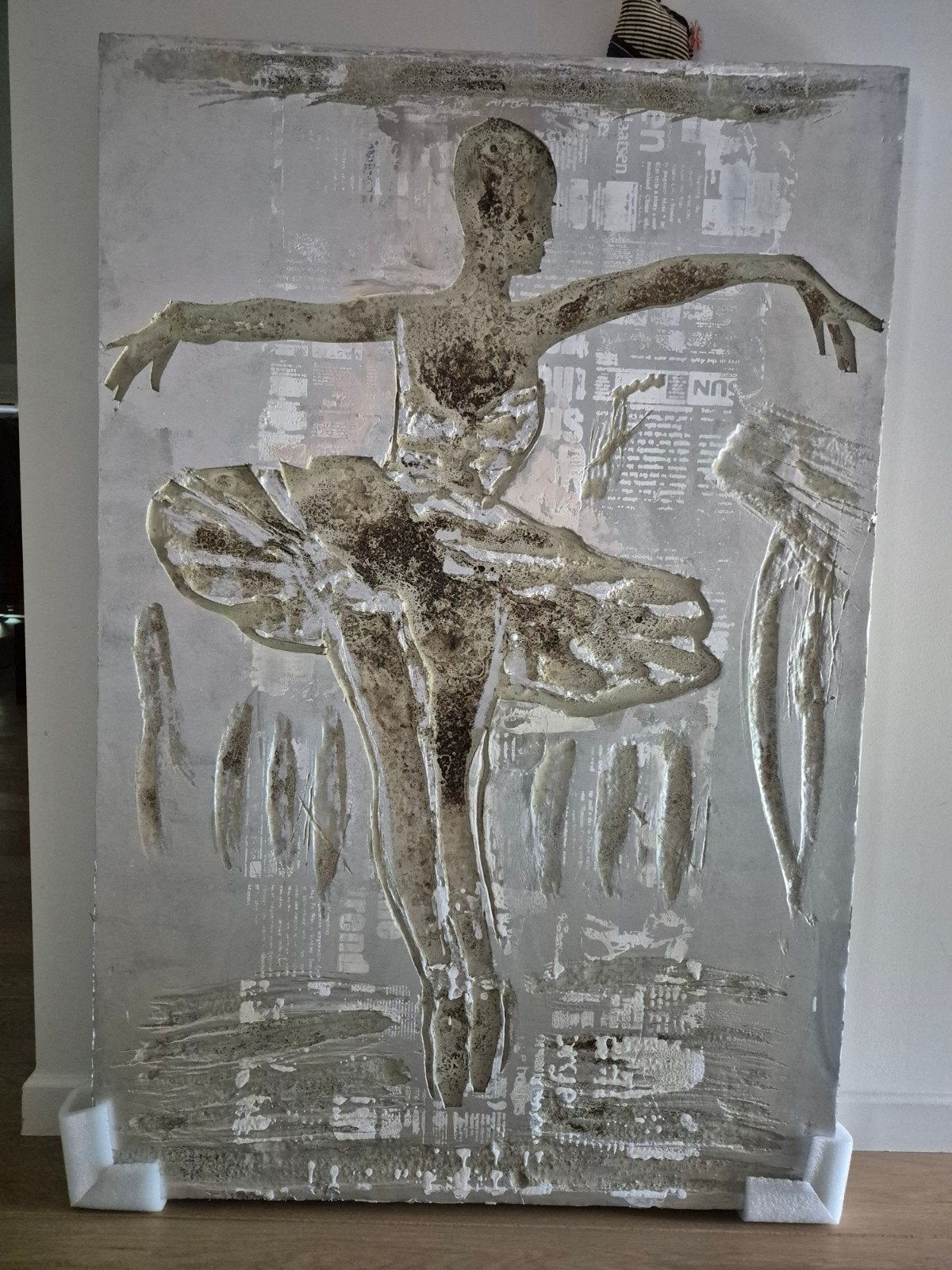 Prachtige moderne schilderij, met reliëf, new, zilver pastel, Ophalen