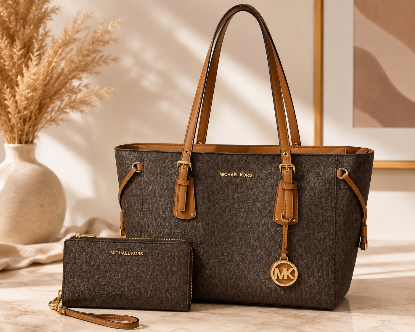 Michael kors handtas + portefeuille, Enlèvement ou Envoi, Comme neuf, Sac à main