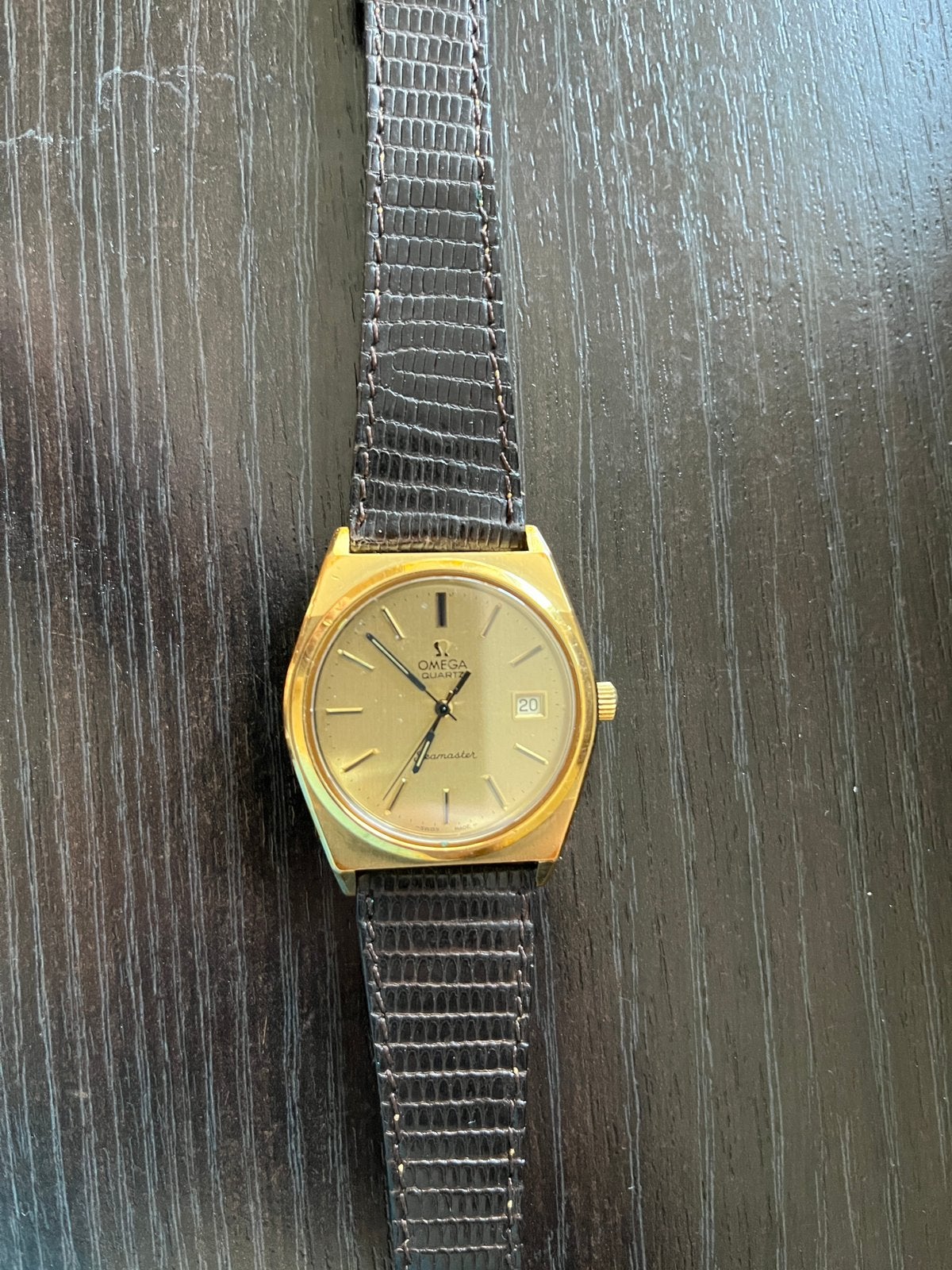 Omega Seamaster Quartz, Handtassen en Accessoires, Horloges | Heren, Ophalen, Leer, Polshorloge, Zo goed als nieuw