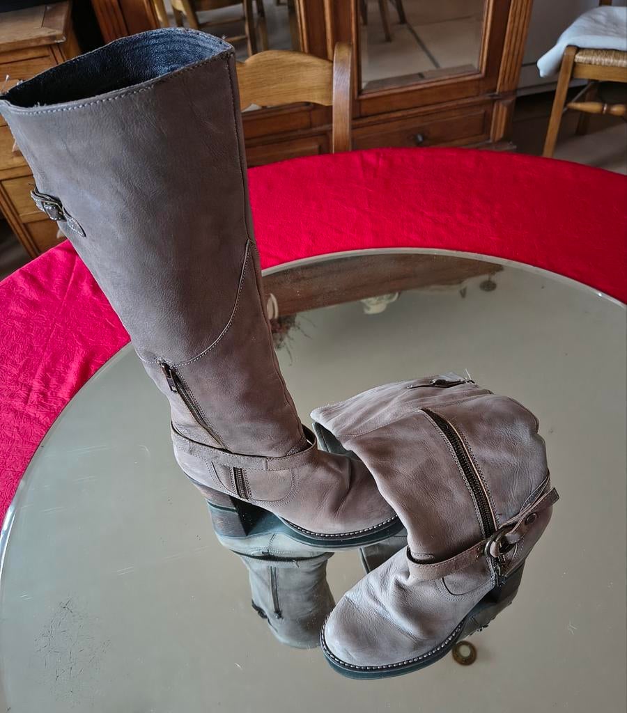 Supermooie elegante grijze lederen  hoge en lange laarzen, Kleding | Dames, Ophalen