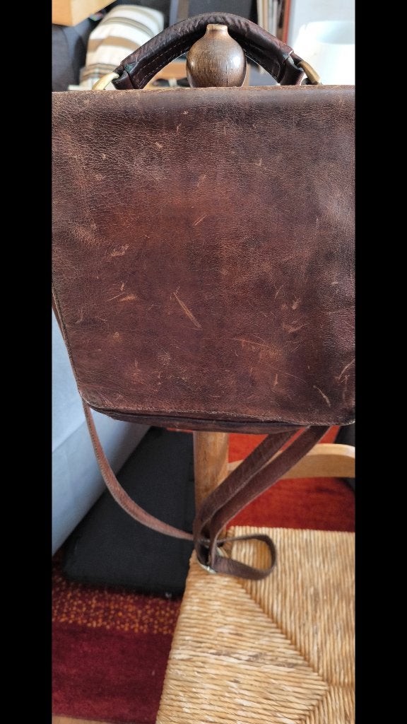 leren schoudertas, Handtassen en Accessoires, Ophalen, Gebruikt, Bruin, Leer
