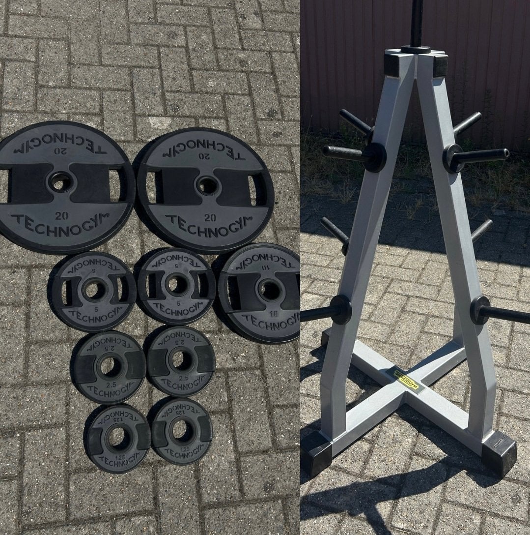 Technogym Plates & Rack, Ophalen, Zo goed als nieuw, Benen, Halterschijven