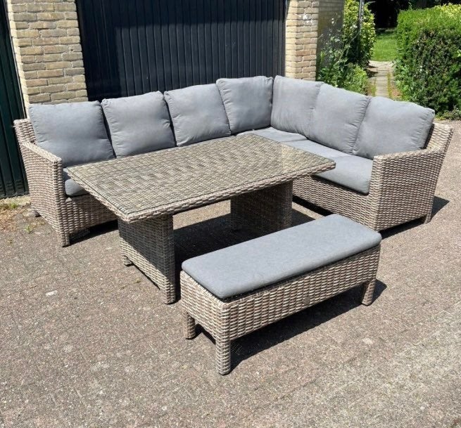 Luxe Loungeset met Tafel Z.g.a.n., Ophalen of Verzenden, Hocker, Loungeset