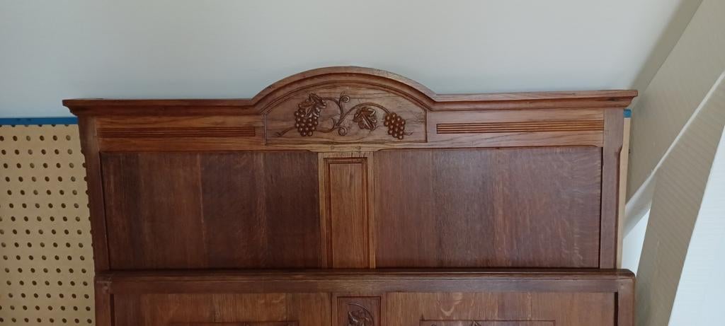 Massief antiek bed,twijfelaar.Landelijk subtiel snijwerk., Enlèvement