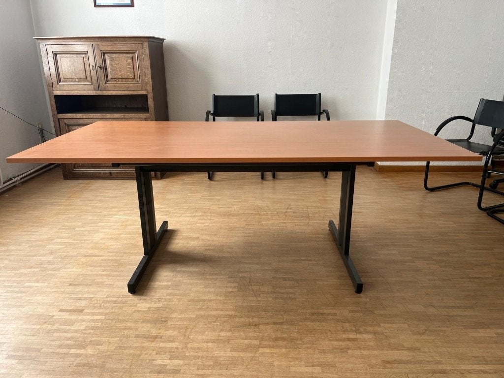 Grote vergadertafel / bureautafel – 200 x 100 cm – houtlook, Ophalen, Zo goed als nieuw, 100 cm, 220 cm