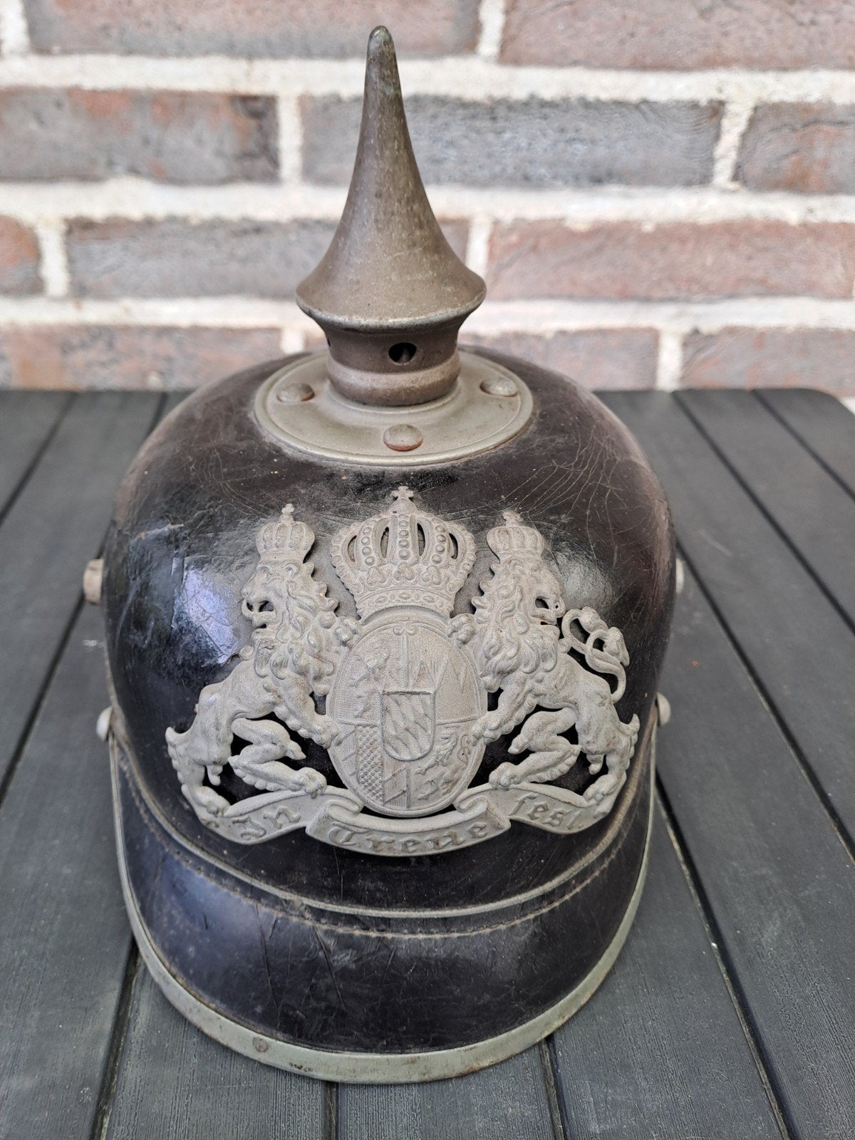 Beierse tiphelm model 1915 14-18 WW1, Verzamelen, Militaria | Algemeen, Ophalen of Verzenden, Landmacht, Helm of Baret