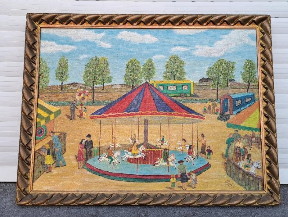 huile sur toile marouffle manege signe pastor, Enlèvement ou Envoi, Toile