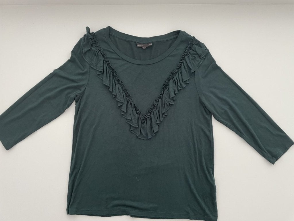 Groene t-shirt met 3/4 mouwen van JBC maat XS, Kleding | Dames, JBC, Ophalen of Verzenden, Zo goed als nieuw, Lange mouw