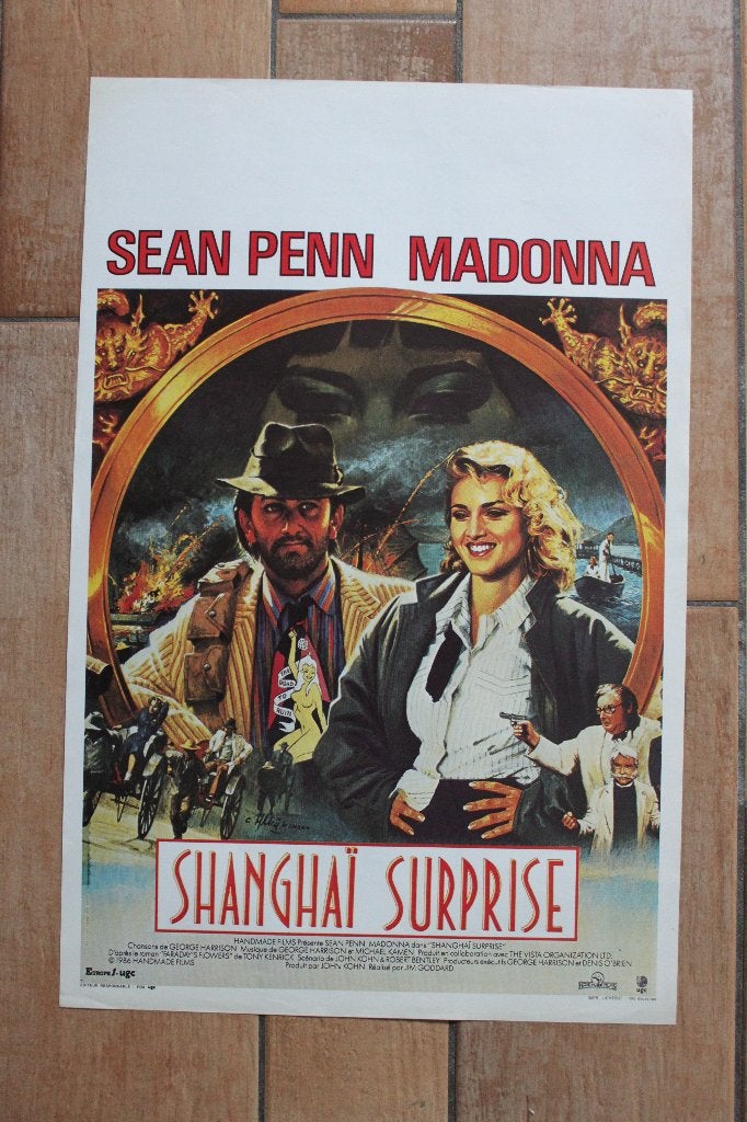 filmaffiche Shanghai Surprise 1986 Madonna filmposter, Rechthoekig Staand, Ophalen of Verzenden, Zo goed als nieuw, A1 t/m A3