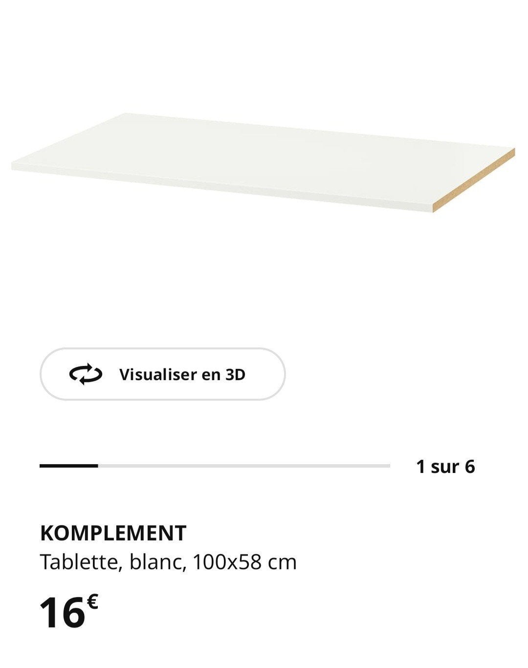 Ikea Pax komplement tablette 50-75-100cm/58cm blanc +taquets, Moins de 100 cm, Enlèvement, Utilisé, Autres types