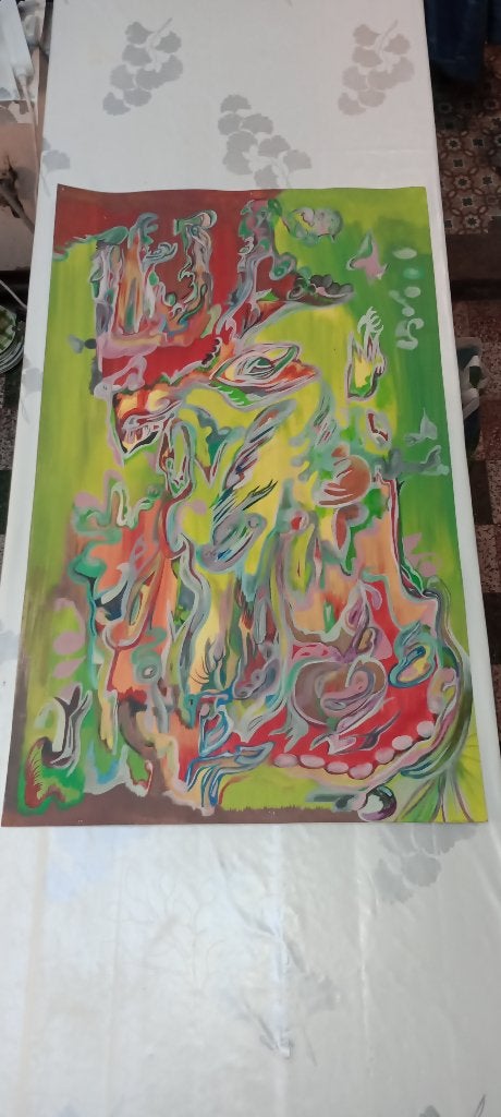 Peinture abstraite originale Priscilla Delaunoit,123x74,B1, Antiquités & Art, Enlèvement
