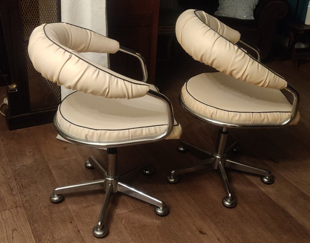Vintage kappersstoelen in chroom en ska, Ophalen