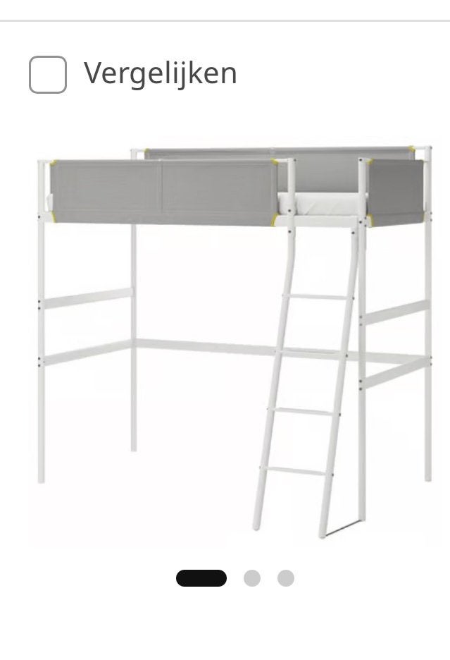 Hoogslaper, wit van Ikea, Ophalen, Gebruikt, Eenpersoons, 160 tot 180 cm